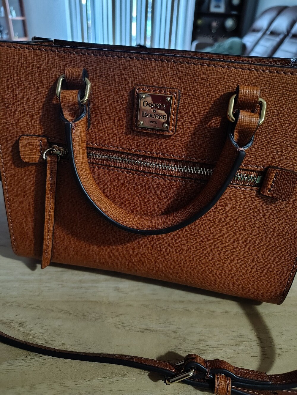 Dooney & Bourke Cognac Textured Leather Satchel